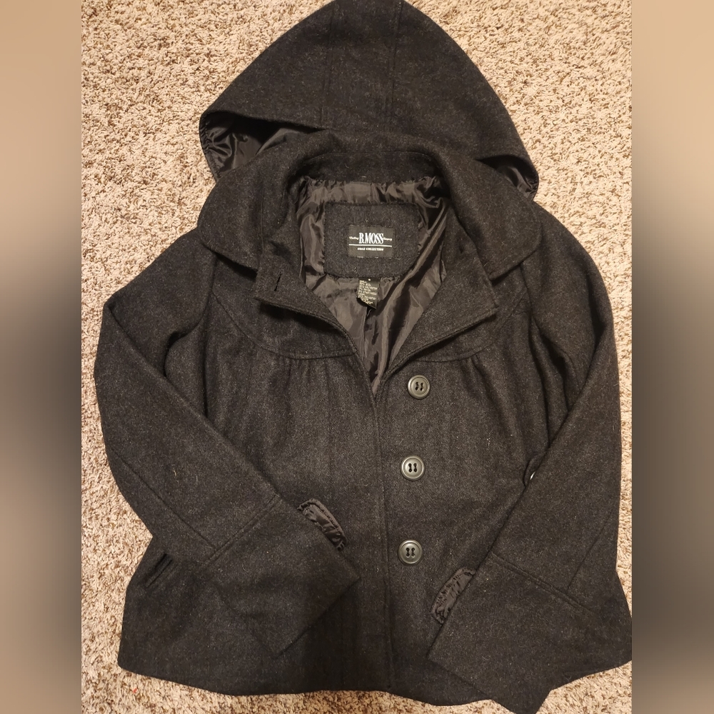 3/$25! B. Moss women's black pea coat size small